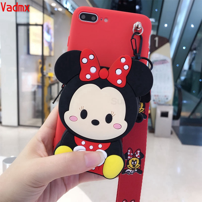 Ốp điện thoại mềm hình Doraemon Stitch Mickey Minnie có ví đựng tiền dành cho Xiaomi Redmi 6 6A 5 5A 5 Plus