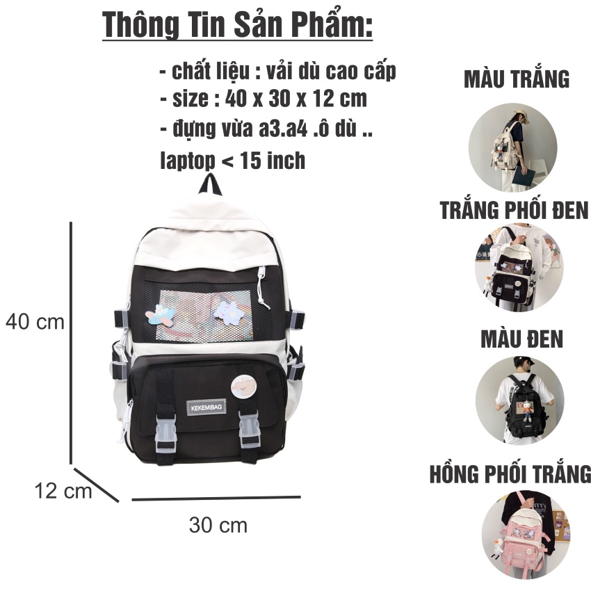 Balo nữ , balo đi học unisex thời trang nhiều ngăn đựng vừa laptop 14 inch Hàn Quốc