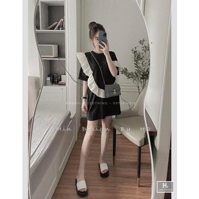 Áo kiểu nữ phối bèo dáng rộng xinh dáng váy