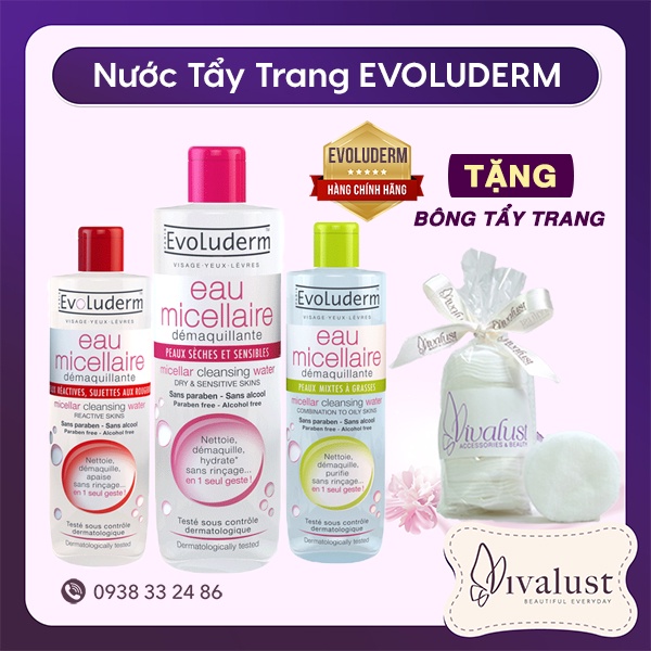 Nước Tẩy Trang Làm Sạch Sâu EVOLUDERM Micellar Cleansing Water (100ml/250ml/500ml)