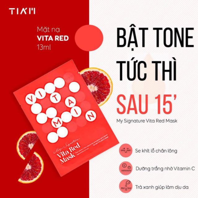 Mặt Nạ Vitamin C Dưỡng Trắng Da, Nuôi Dưỡng Làn Da Căng Bóng Tiam Vita Red Mask 23ml