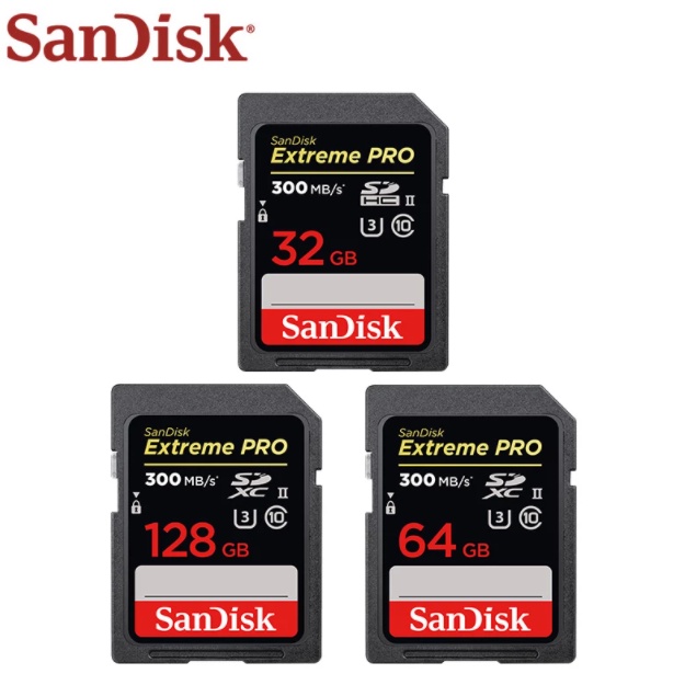 Thẻ nhớ SDHC Sandisk Extreme Pro UHS-II U3 2000x 32GB 64GB 128GB 300MB/s (Đen)