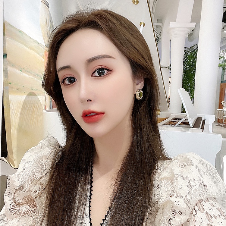 Khuyên tai kẹp không bấm lỗ chốt cố định K241 bằng hợp kim mạ vàng hình elip bohemian bigsize dáng ngắn Leous