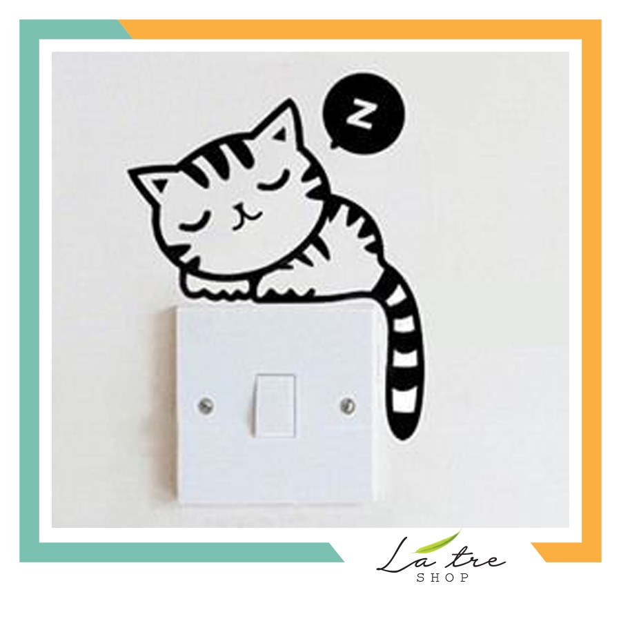 Trang trí ổ điện miếng dán tường công tắc hình dễ thương con vật cute dog cat lá tre 1204 | BigBuy360 - bigbuy360.vn