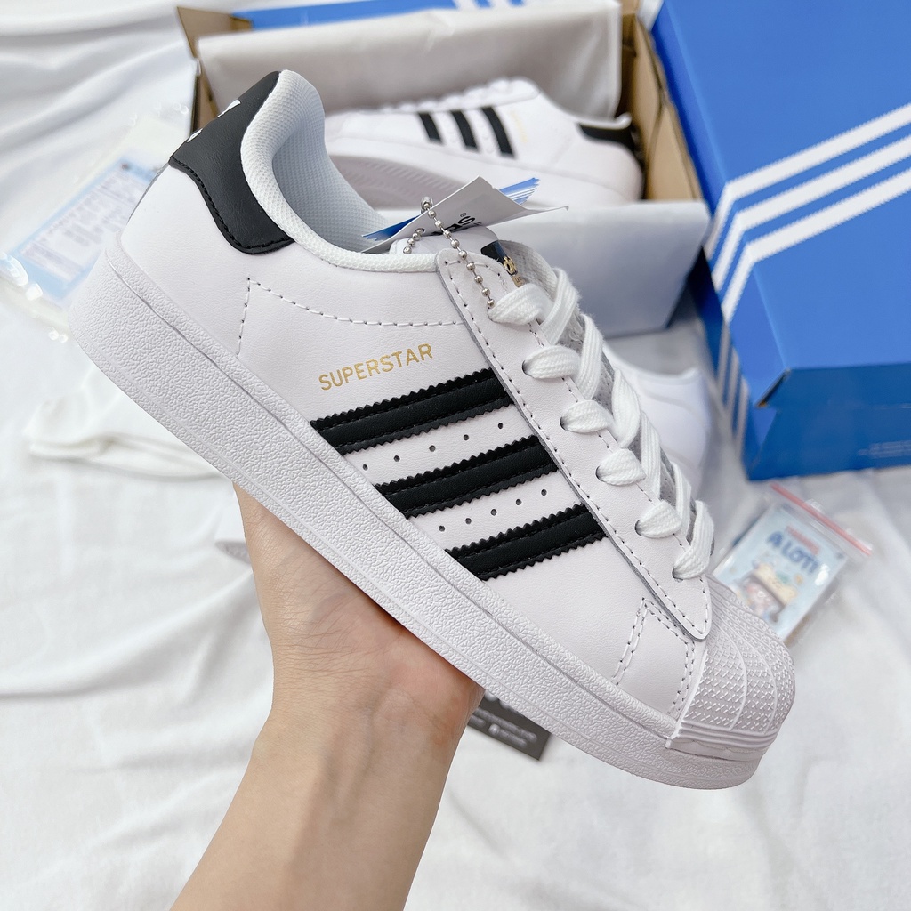 Giày Thể Thao Nữ Ngô Thắng Superstar Sò Trắng 3 Vạch