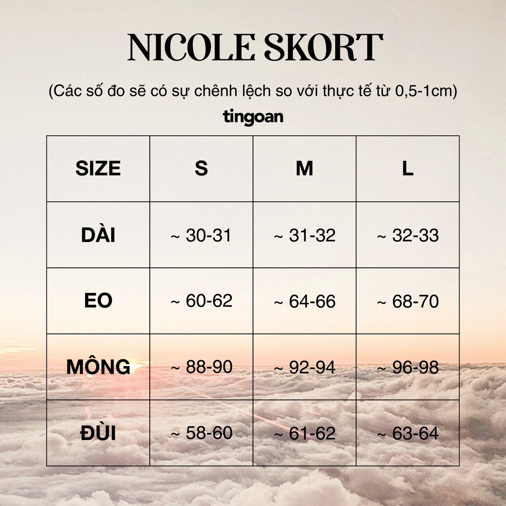 Quần váy cạp cao 1 cúc lệch vạy đen tingoan NICOLE SKORT/BL | BigBuy360 - bigbuy360.vn