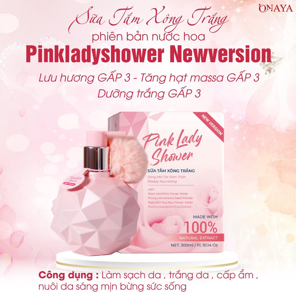 Sữa tắm xông trắng hương nước hoa Pink Lady Shower, dưỡng trắng da toàn thân mịn màng, Acosmetics 300ml, tặng bông tắm | BigBuy360 - bigbuy360.vn