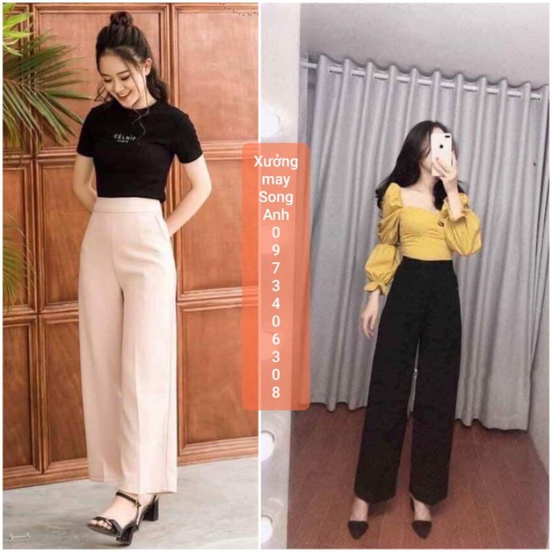 Quần tây ống suông lưng cao tôn dáng, hàng sẵn