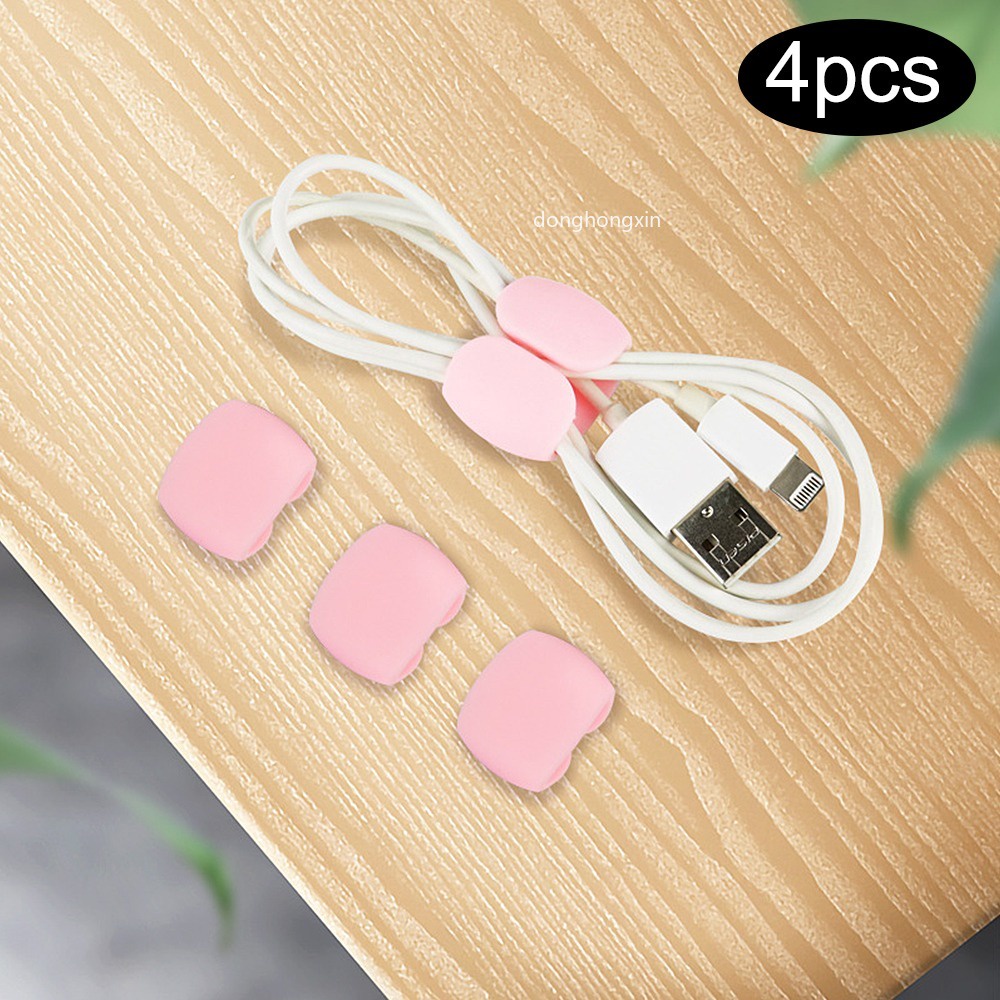 Bộ 4 Kẹp Giữ Dây Cáp/Tai Nghe Để Bàn Hình Tròn Tiện Dụng