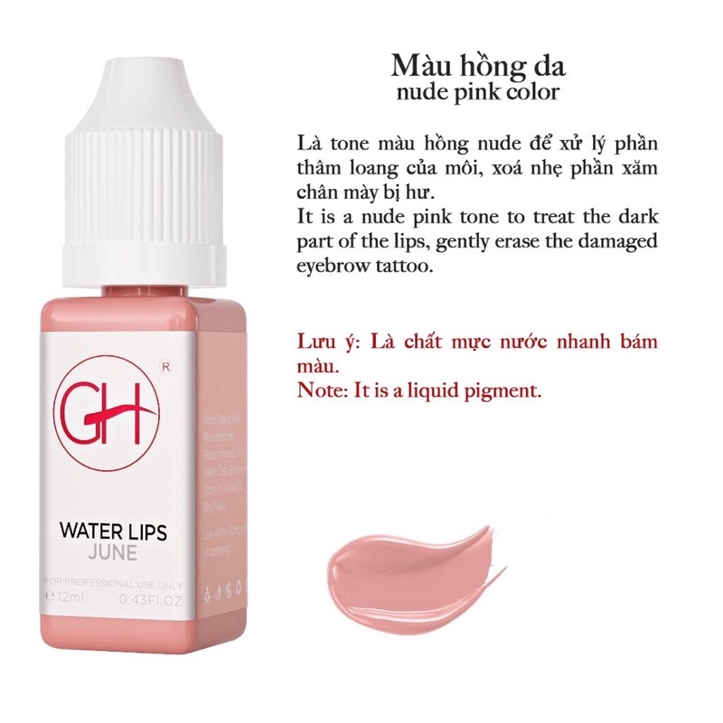 Mực Hữu Cơ GH Phun Môi Đẹp Siêu Bám Lên Màu Chuẩn, Mực Môi Nano GH Chính Hãng Mỹ