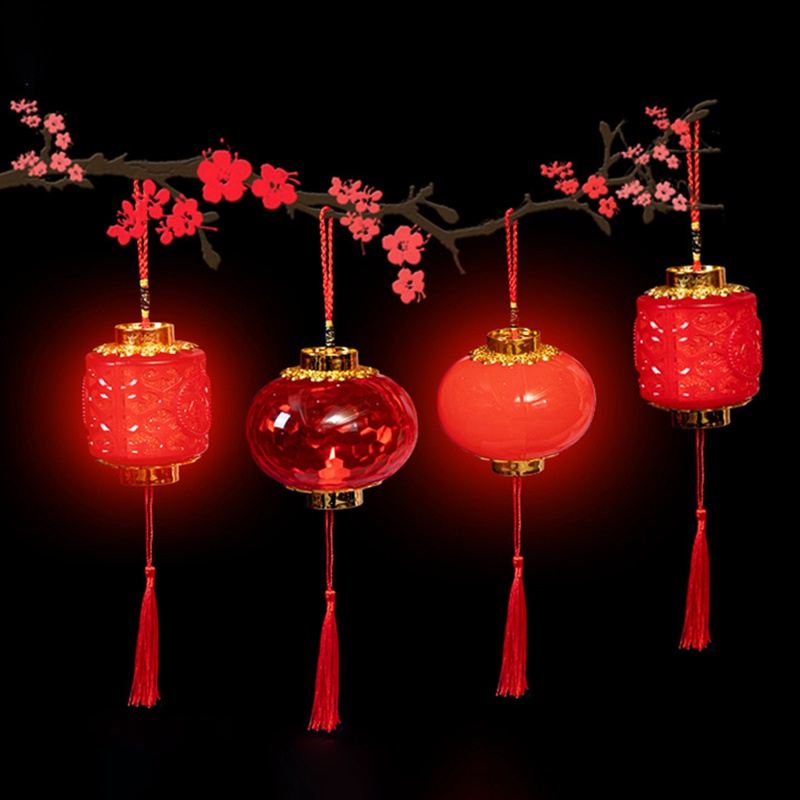 xj Đèn lồng LED đỏ phong cách Trung Hoa cổ điển trang trí năm mới