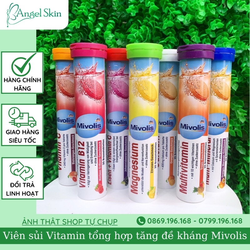 Viên sủi Mivolis Đức đủ loại hỗ trợ hệ miễn dịch tăng cường sức đề kháng tuýp 20 viên