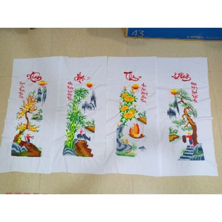 Tranh TỨ QUÝ thêu sẵn