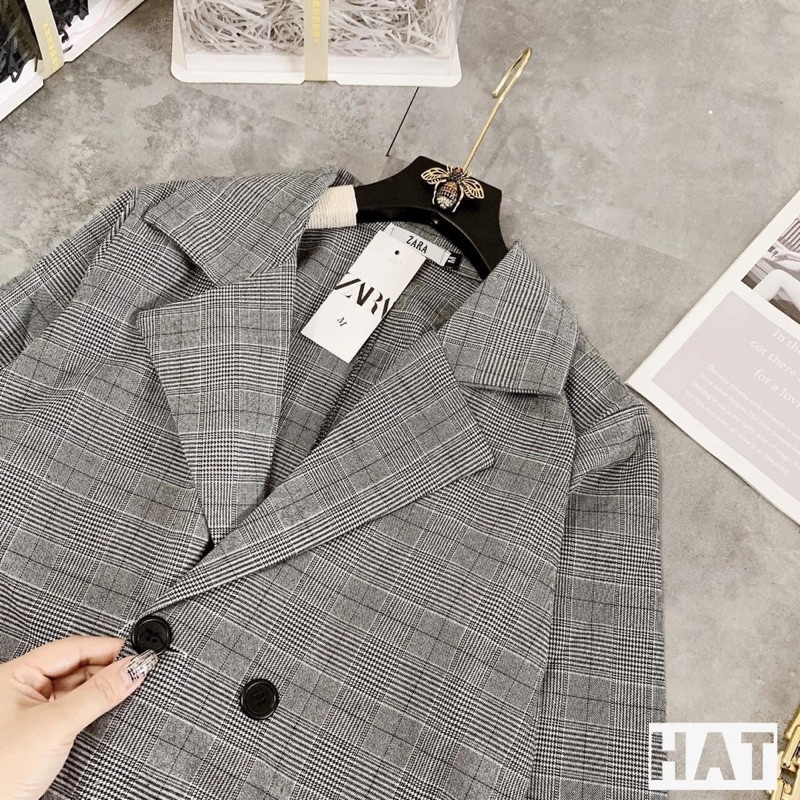 Áo khoác Blazer caro 2 lớp hàng nhập form đẹp chất vải dày dặn mặc cho mùa thu đông