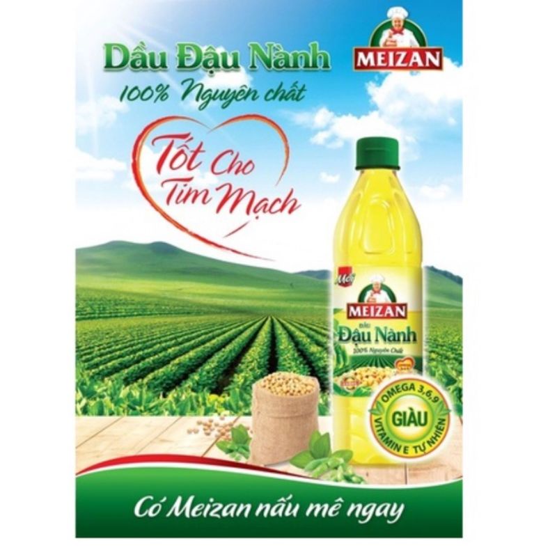 Dầu ăn Meizan Gold/Đậu nành chai 1L