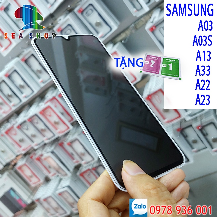 Kính chống nhìn trộm Samsung Galaxy A03, A03S, A13 4G, A33 5G, A22, A23, A21 - full màn hình - Độ cứng 9H