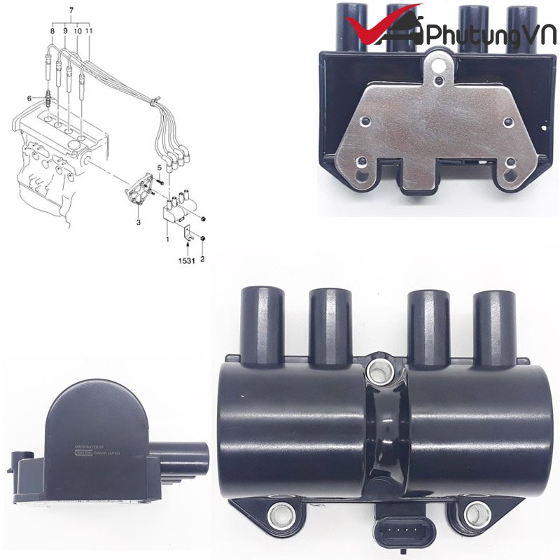Mobin Chevrolet Nubira,Mô bin đánh lửa Daewoo Nubira 96350585 -Hàng chính hãng -JCAP-Nhật Bản -Bảo hành 12 tháng