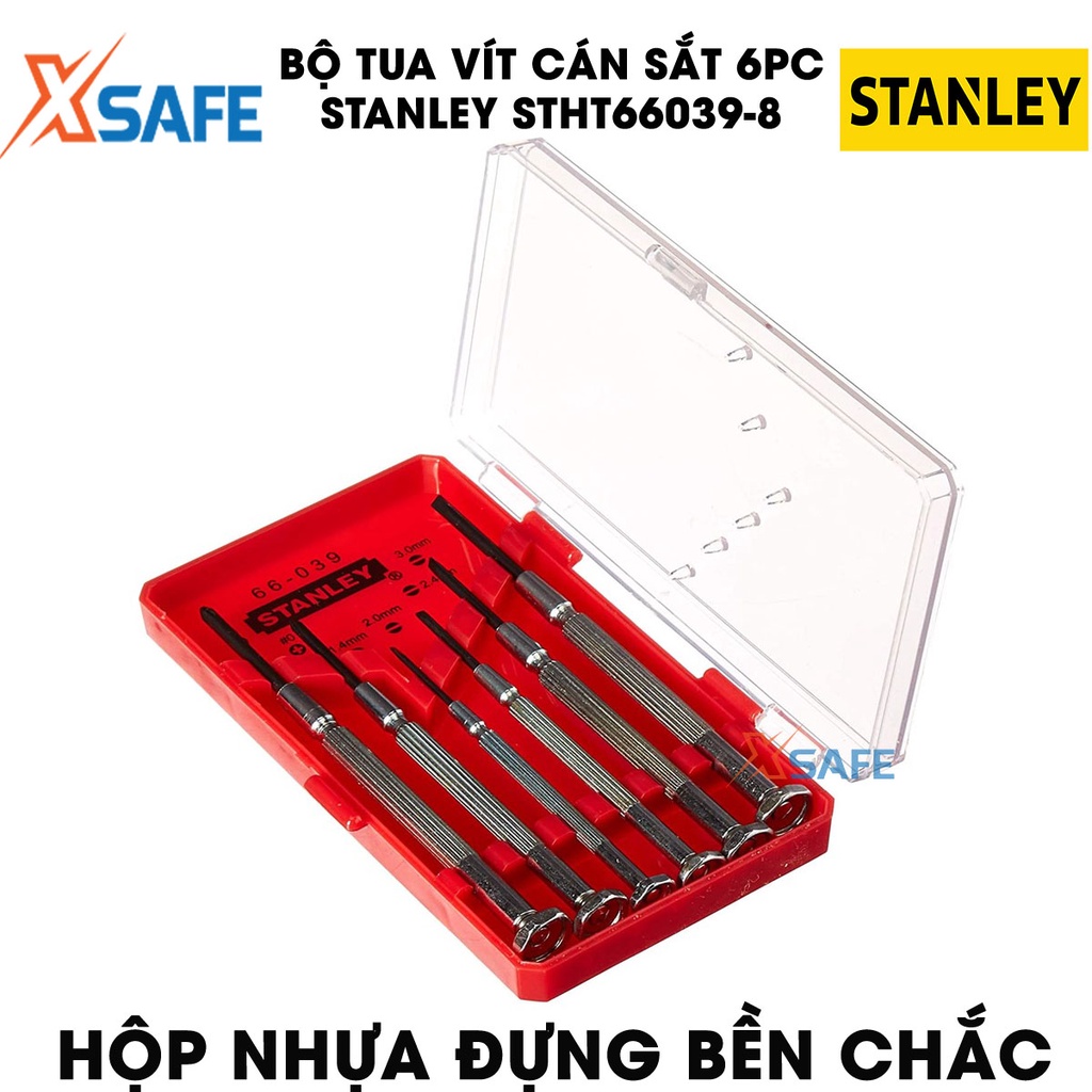 Tua vít bộ cán sắt STANLEY STHT66039-8 6 chi tiết Tuốc nơ vít Stanley mũi vít thép mạ chrome chống gỉ, đầu vít từ tính