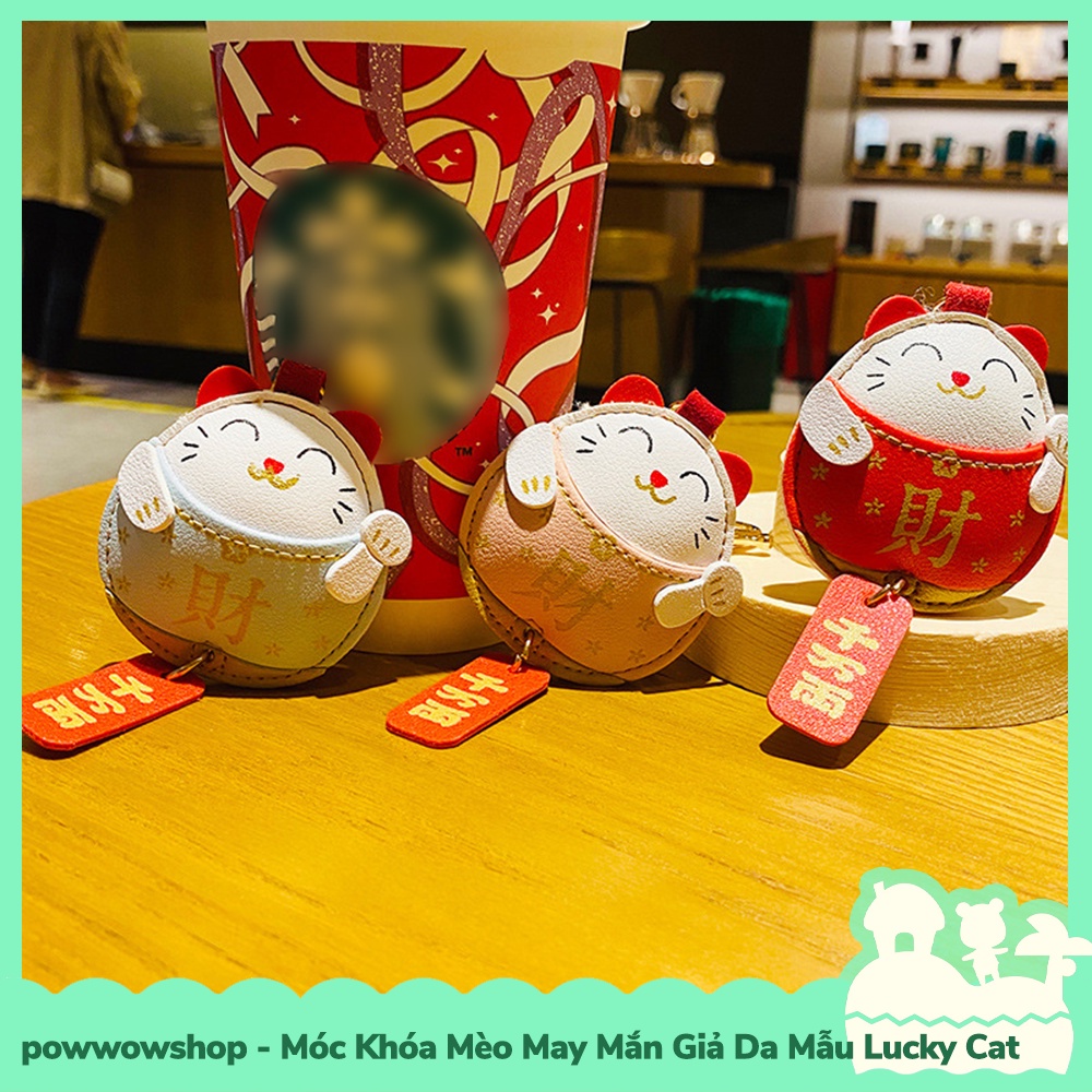 [Sẵn VN - Hỏa Tốc] Móc Khóa Chuông Gió Mèo May Mắn Lucky Cat Giả Da Mẫu Mèo Lucky Cat