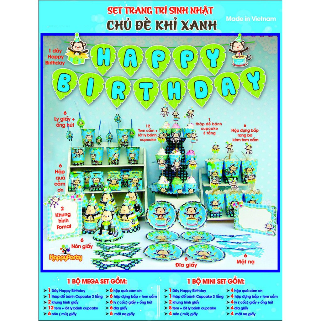 Set sinh nhật chủ đề tuổi Thân - Khỉ xanh