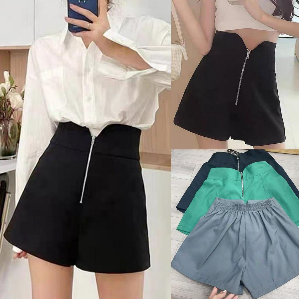 Quần Đùi Bigsize Nữ,Quần Short Lưng Cao Ống Rộng Đứng Form Vải Samin Mặc Mát Q24