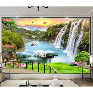 Tranh dán tường 3D Phòng Khách/Sơn Thủy Hữu Tình,290(Đã tích hợp sẵn keo)