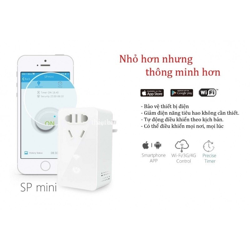 Bộ đồng hồ hẹn giờ  Wifi Broadlink SP Mini