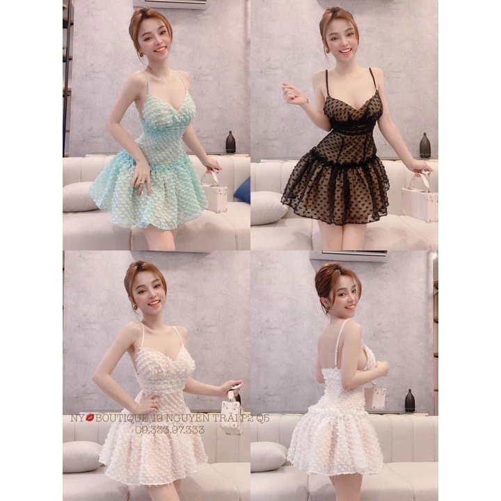 Đầm Công Chúa Chất Xô Có Mút, Đầm Tiểu Thư Dáng Xoè 2 Dây Thích Hợp Đi Tiệc Đi Biển Siêu Xinh, 3 Màu Mặc Siêu Tôn Da