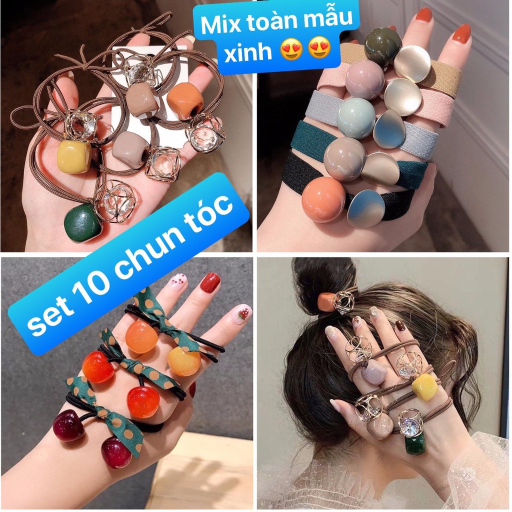COMBO 10C CHUN BUỘC TÓC NỮ SIÊU XINH MẪU MỚI (1 SET MIX ĐỦ MẪU)
