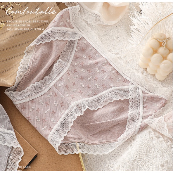 Quần lót nữ cotton mix viền ren họa tiết sexy quyến rũ, siêu thấm hút màu sắc tươi sáng Missie Q02