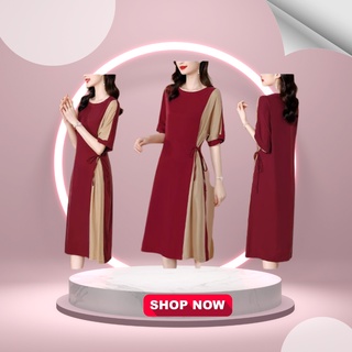 đầm suông tay ngắn tắt nơ eo quý cô ( thời trang lolitaxinh ) N0922