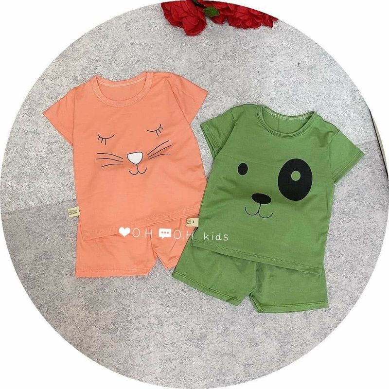 Bộ thun lạnh cộc tay K.WOO cho bé hình thú ngộ nghĩnh