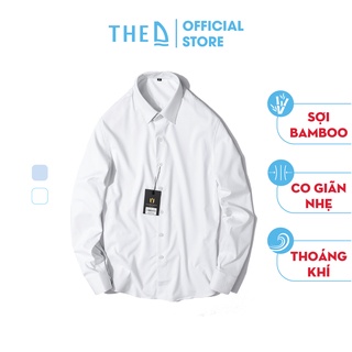 Áo Sơ Mi Nam The D Dáng Regular Cổ Đức Dài Tay, Trơn Màu, Vải Sợi Tre Mềm Mịn, Thoáng Mát 22TH21A006