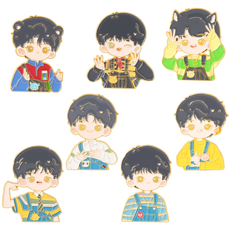 Ghim cài áo QIHE JEWELRY tráng men hình nhân vật hoạt hình tùy chọn dễ thương làm quà tặng cho bạn bè