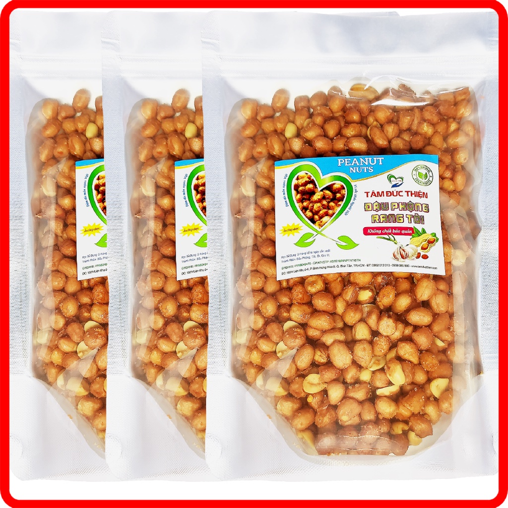 Combo 1K500GR đậu phộng rang tỏi ớt đậu phộng tỏi ớt Tâm Đức Thiện (3 x Túi 500GR)