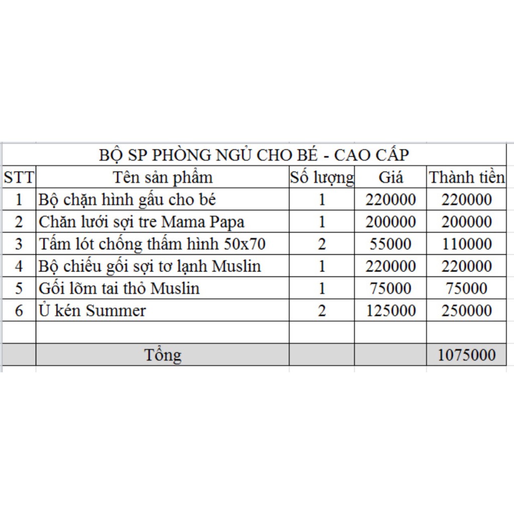 Set đồ phụ kiện phòng ngủ cho bé trai cao cấp