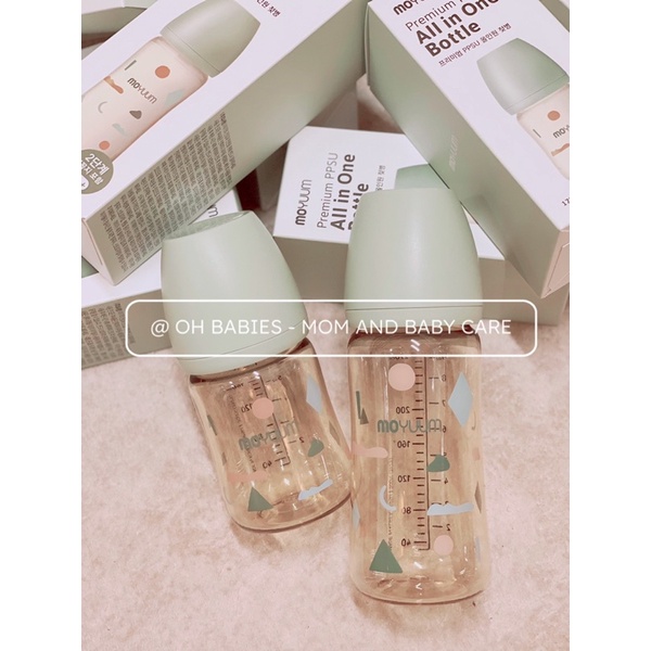 Bình sữa Moyuum Cloud, mẫu mới Limited 2021 Họa Tiết Xanh Lá, moyuum mây 170ml/270ml [OH BABIES]
