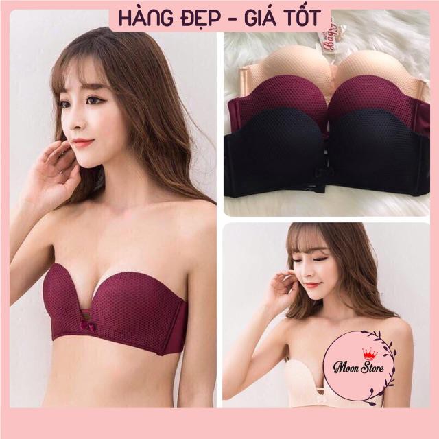 Áo lót nữ, áo ngực quây chống tụt không dây cao cấp nâng ngực mã K18 đệm bàn tay không gọng