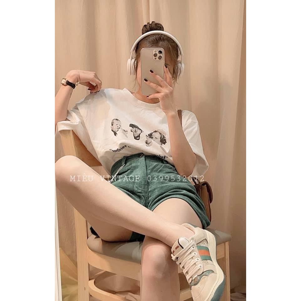 SET PULL TRẮNG HÌNH + QUẦN SHORT NHUNG XANH | BigBuy360 - bigbuy360.vn