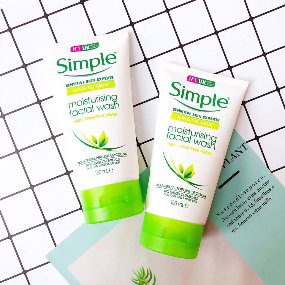 Sữa rửa mặt Simple, sữa rửa mặt cho da dầu mụn Kind to Skin Moisturising Facial Wash chính hãng Cosmetic999