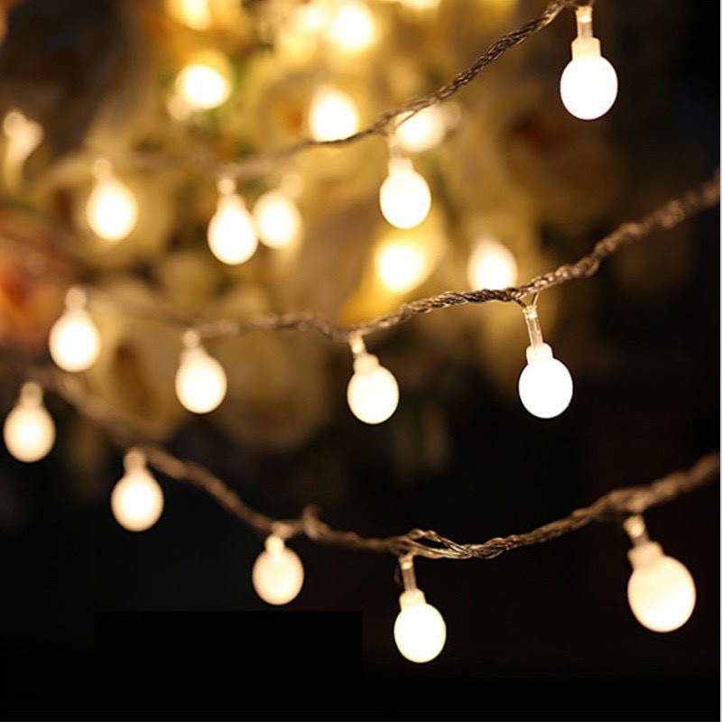 Dây Đèn Led Bóng Tròn 9 Mét/ 6 Mét Bóng Cherry Ball, Ánh Sáng Vàng Nắng
