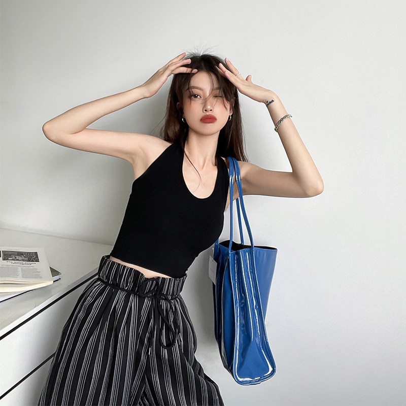 Áo kiểu SUXI không tay thời trang mùa hè màu trơn hở lưng gợi cảm cho nữ