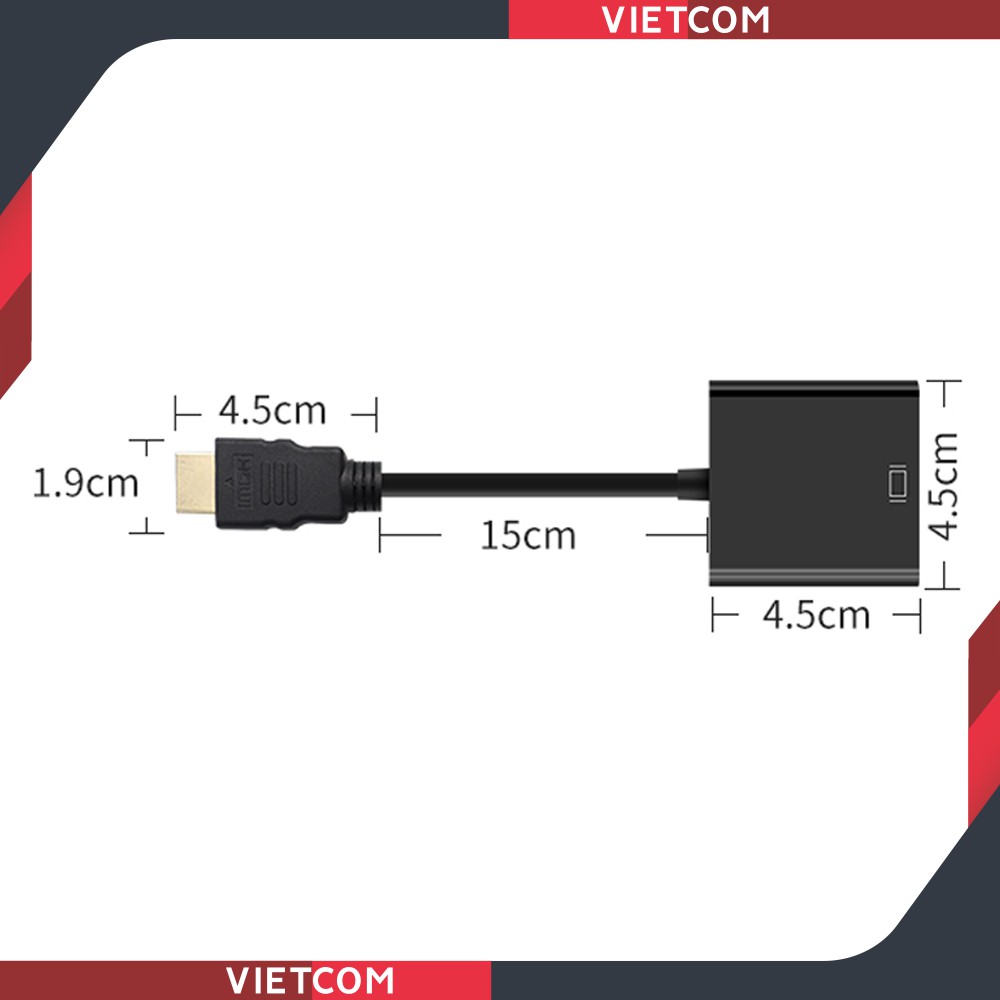 Cáp HDMI sang VGA - Hỗ trợ độ phân giải 1080P - THƯƠNG HIỆU VEGGIEG
