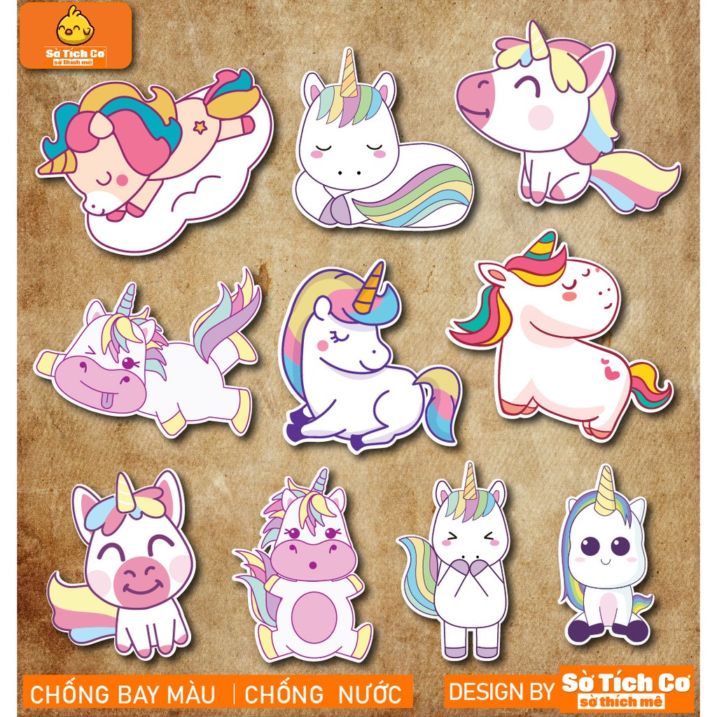 Unicorn dán điện thoại, laptop, mũ bảo hiểm, guitar, vali MSP: ST08