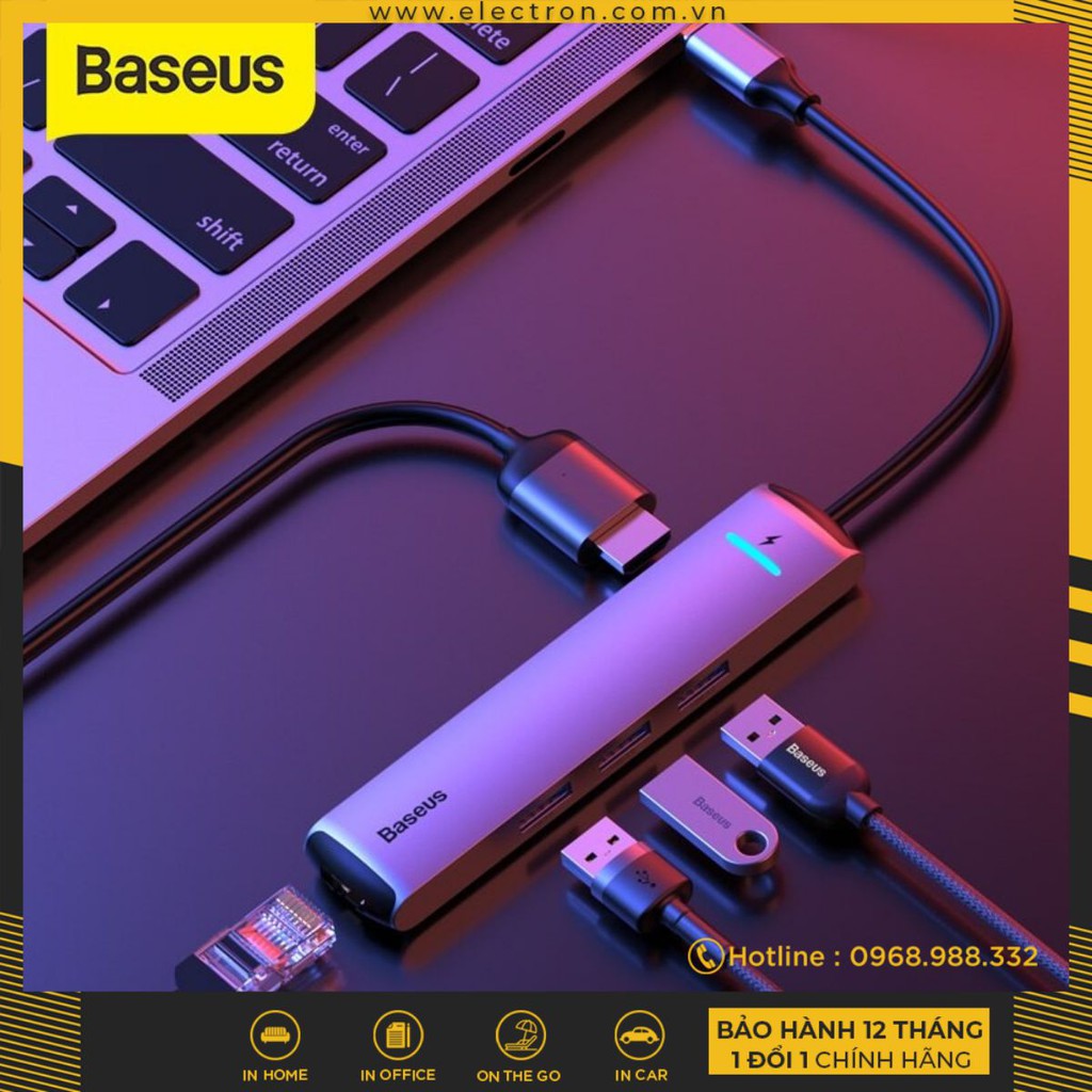 [Mã 33ELSALE hoàn 7% xu đơn 300k] Hub chuyển Baseus Mechanical Eye 6 in 1 Smart Hub cho Smartphone/ Laptop/ Macbook