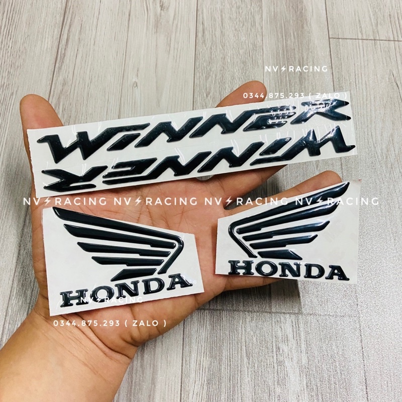 Tem dán chữ nổi Winner, logo cánh chim hàng 1:1 dán như zin chống thấm nước và bay màu