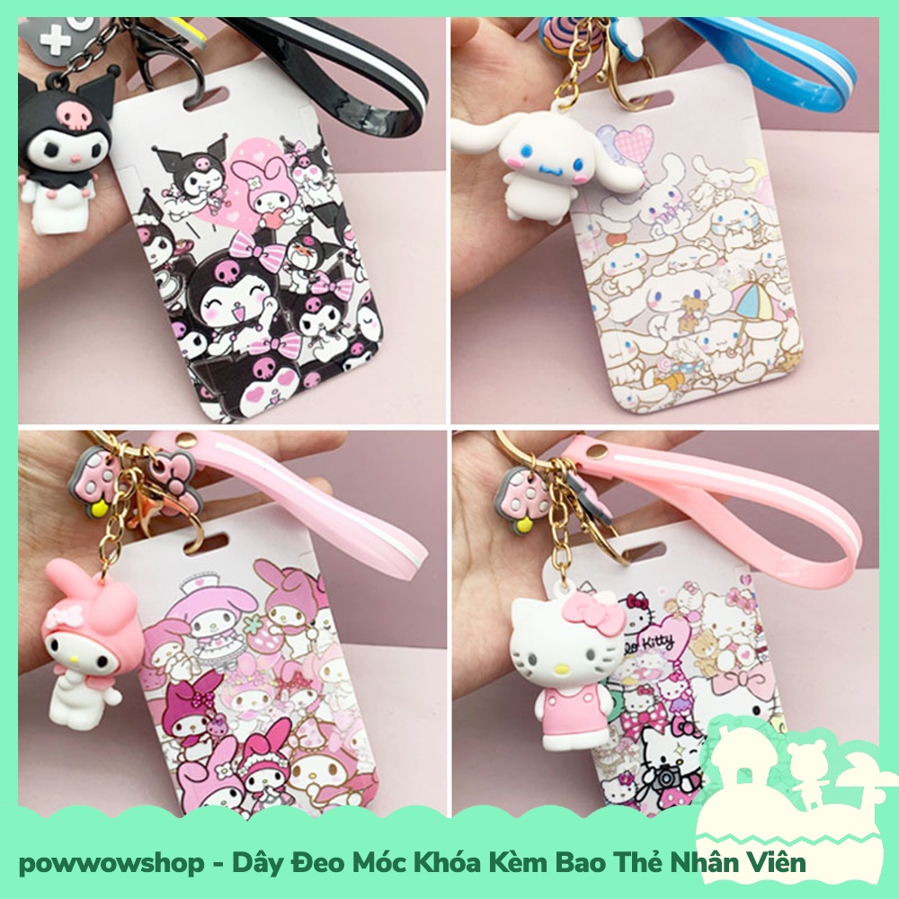 [Sẵn VN - Hỏa Tốc] Dây Đeo Thẻ, Bao Thẻ Nhân Viên Kèm Móc Khóa Mẫu Sanrio Hello K, Cinnamoroll, Kuromi, My Melody