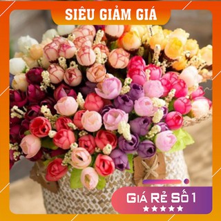 Hoa hồng nhí 15 bông nhỏ xinh, hoa giả nhân tạo