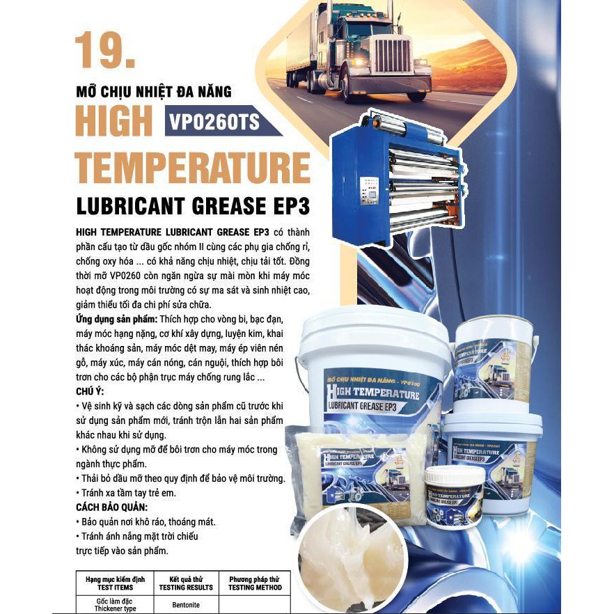 Mỡ bôi trơn Túi 900g có vòi VP260 trắng chịu nhiệt 260-300 độ
