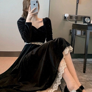 Đầm Nhung Đen Sang Trọng Cho Nữ